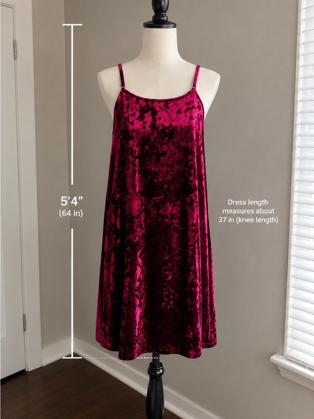 Roper Crushed Velvet Slip Dress in Rich Fuchsia
